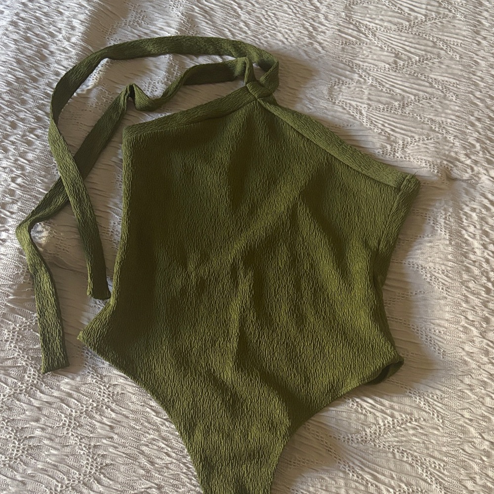 Forever 21 Olive Green Halter Bodysuit